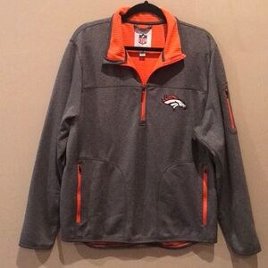 Denver Broncos NFL Licensed Men’s Pull On Sweater. Orange Gray. Size Large.